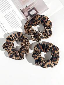3/9件装经典猎豹纹布艺发圈，弹性发绳，适合扎马尾辫，波西米亚海滩度假风发型配饰，发圈，家居健身化妆配饰，女士头部配饰