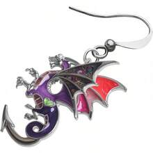 Enamel Alloy Dragon Earrings Fantasy Dinosaur Drop Dangle Fashion Jewelry For Women Gift2025 - 紫色 - 查看 4