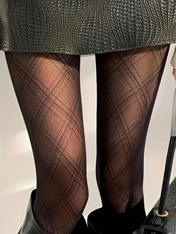 1 Paio di Calze Eleganti e Sexy in Jacquard Trasparente per Donna - Calze Collant Traspiranti ed Elastiche con Dettagli in Rete