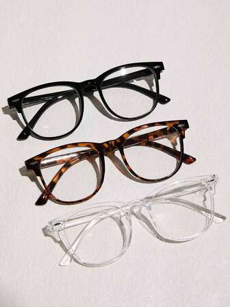 1/3pcs Women Light Classic Simple Never Outdated Clear Eyeglasses For Office Reading Watch TV Play Games Phone Decoration Can Filter Harmful Blue Light