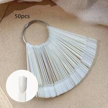 1/50pcs Removable Nail Polish Color Mixing Palette & Display Stand, Transparent Nail Art Sample Sticks With Metal Rings, Wrought Iron Metal Display Rack, Acrylic Practice Nail Polish Color Chart, Suitable For Nail Salons And Home Use - Multicolor - View 13