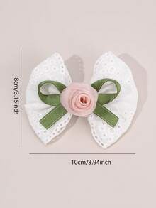 2pcs Pink Rose Hair Bows For Girls,Plain Bow Alligator Clips For Toddler Girls,White Bow Hairpins With Fully Lined,Casual Daily Barrettes Kids Baby Hair Accessories