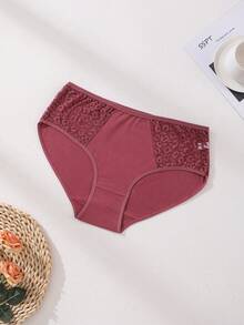 6 件装女士加大码棉质内裤中腰无缝三角裤性感蕾丝拼接舒适运动内衣收腹提臀弹力内衣适合瑜伽、运动和日常穿着