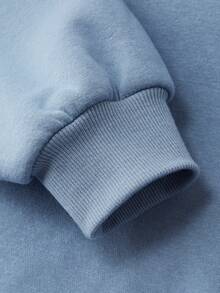 Nuova collezione autunno/inverno, felpa con cappuccio casual retrò e minimalista per ragazzi, oversize con spalle a caduta, morbida e confortevole, con stampa grafica carina e stilosa di lettere e nomi di città, abbigliamento casual da strada - Blu denim 2 - Visualizzare 6