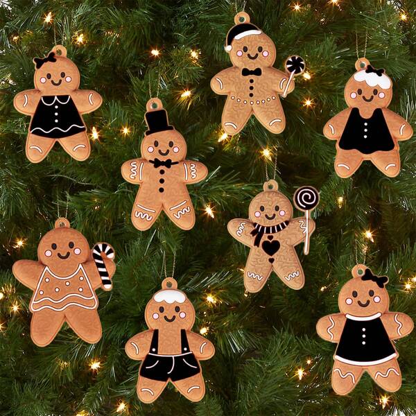 8/16 Pcs Gingerbread Man Ornaments: Add Sweet Ambiance To Your Christmas Tree Decorations! Christmas Halloween Thanksgiving Easter Gifts,Christmas Tree,Santa Claus,Christmas Decorations,Gingerbread House,Christmas Gifts Christmas Tree Hangings,Christmas Gifts