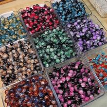50pcs/100pcs 8mm Snowflake Crackle Glass Beads, Loose Spacer Beads, Suitable For DIY Jewelry Making Necklace Bracelet Earrings Craft Supplies