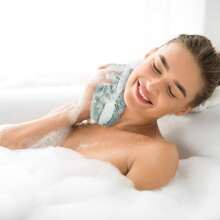 2 pezzi Spugne da doccia in rete morbida per esfoliazione del corpo, design portatile, produzione ricca, pulizia profonda per uso quotidiano e da viaggio