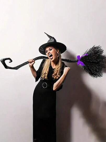 Escoba de bruja de Halloween, accesorios de escoba, fiesta de cosplay de Halloween, decoración de disfraz de Halloween. Regalo de Navidad, Halloween, Acción de Gracias, Pascua. Suministros para fiestas en Europa, Norteamérica, Sudamérica y Oceanía
