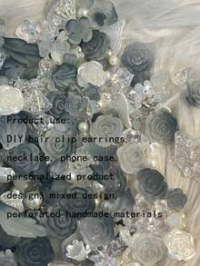 100pcs/Pack 70g Grey Gradient Starry Sky Rose DIY Beads For Bracelet, Necklace, Phone Case, Handmade Jewelry, Multi-Purpose Craft Supplies, Gifts For Friends, With Holes - Multicolor - View 13