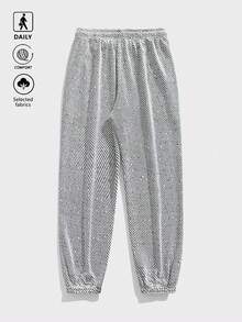 Herren Lässig gestreifte Jogginghose mit Kordelzug in der Taille, geeignet für den täglichen Weg zur Arbeit - Weiss - Übersicht 2