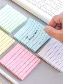 100/200sheets Line Sticky Notes 4 Colors Portable Student Note Marker Writing Sticky Notes, Self-Adhesive Easy To Apply Notepad Office, Home, School Big And Small Two Styles, Office Small Helper,School Supplies,Back To School