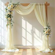 Wedding Arch Draping Fabric, 1 Panel 18FT Burgundy Sheer Backdrop Curtain Chiffon Fabric Drapery Voile Scarf Draping Panels For Wedding Archway Ceremony Curtain Valance Party Decoration - 象牙色窗簾 - 查看 10