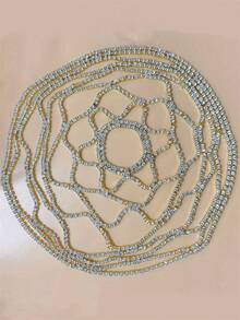 波西米亚风镂空网状头链，奢华闪亮配饰，适合女士晚礼服、派对、发饰、发饰、珠宝、婚礼、节日装扮、锐舞派对、准新娘等场合。 - 金色 - 查看 4