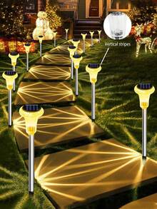 2/6/12pcs Solar Powered Garden Lights, Solar Stainless Steel Tube Lights, Solar Crystal Lights, Solar Pathway Lights, Solar Decorative Lights, 6/12pcs LED Lights, Compact & Practical, Suitable For Garden, Driveway And Landscape Lighting Decor (Warm Light), Christmas Decor, Christmas Lights, Fairy Lights - Multicolor - View 2
