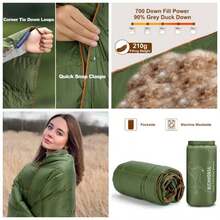 Down Blanket Camping Quilt - Lightweight, Packable, Puffy, Wearable, Resistant, Backpacking Quilt Outdoor Camping, Travel And Hiking