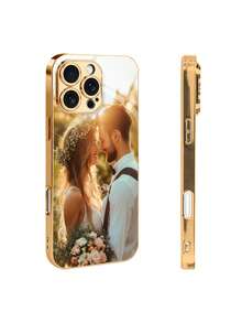 1pc Customized Photo TPU 1.0 Transparent Phone Case Compatible With IPhone 15 Pro Max/IPhone 16 Pro Max/IPhone 17 Air/IPhone 17 Pro Max, S24U/A36/A17, And Other Models - Gold - View 9