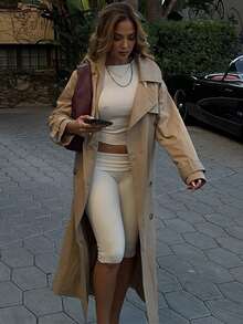 Awevudst Women Fold Over Capri Yoga Pants Low Rise Knee Length Stretch Skinny Leggings Summer Fall Party Going Out Crop Pants Y2K Streetwear Sportwear - 黃色 - 查看 8