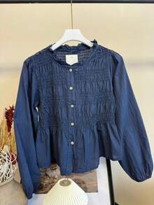 Women Blouses - Navy Blue - View 4