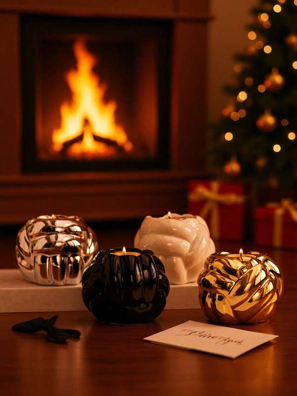 1 pieza Candelabro de cerámica navideño, portavelas, adecuado para regalos, fiestas, vacaciones, decoración del hogar, hotel, restaurante, decoración del hogar, decoraciones navideñas, decoración de habitaciones de invierno