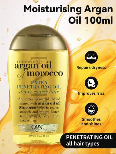  1 Bottle 100ml OGX Nourishing Penetrating Oil, Deep Conditioning Smoothing Hair Oil For Dry, Damaged Hair
