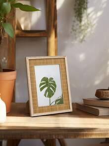 Natural Woven Bamboo Photo Frame 10x15cm 13x18cm Wall or Table Boho Decor Ins Aesthetic Gift for Family Mom Dad Grandma Friends