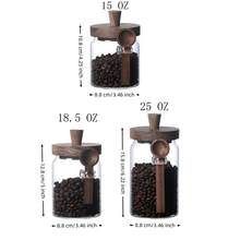 3 High Borosilicate Pyrex Jar Containers With Wooden Handle Lid And Spoon Clear Coffee Jar With Spoon For Kitchen Food Storage Coffee Tea Sugar Decoration Countertop Tissue Jar (15oz 18oz 25oz) - màu nâu - Xem 3
