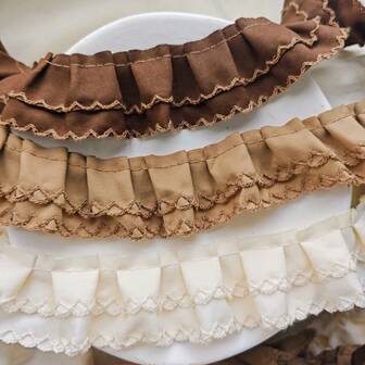 1pc 1 Size/2 Size 4cm Wide Double Layer Ruffle Lace Trim, Cotton Blend, Collar, Cuff, Dress Hem DIY Accessory