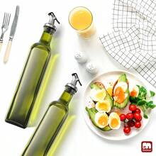 Olive Oil Dispenser Bottle, 6 Pack Oil Dispensers Bottles Kitchen, Cooking Vinegar Dispenser Set, Glass Container Cruet - Pourer Spout, Funnel And Labels - 綠色 + 17 盎司-4 包 - 查看 7