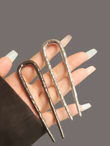 2/1pc U-Shaped Hair Clip, Metal Hair Accessory, High-End Retro Style Hair Bun Maker, Alloy Hair Pin, Suitable For Hundreds Of Hairstyles, Suitable For Daily Use All Seasons, Hair Styling Pins