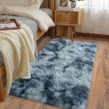 Soft Fluffy Shag Throw Area Rug, 2x4 Black, Non-Slip Bedroom, Hallways, Bedside, Dorm, Living Room - Long Shaggy Rug - 紮染藍灰色 - 查看 8