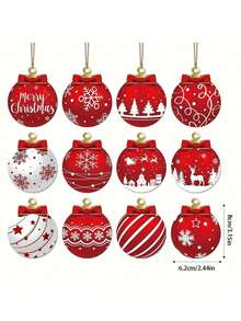 12-24 Decorações de madeira requintadas para árvores de Natal - adequadas para decoração de Natal e casa (bolas de Natal) - Multicolorido - Ver 6