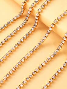 STONEFANS 1pc Fashionable Versatile Multi-Layer Crystal Waist Chain, Body Chain Jewelry For Women - Gold - View 5