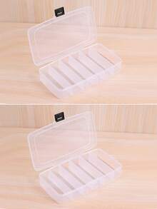 1pc/2pcs 5-Compartment Organizing Box For Makeup Or Hair Accessories, Portable Partitioned Container With Buckle - Clear - View 18