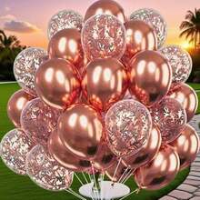 21pcs Rose Gold Balloons And Rose Gold Confetti Latex Balloons, Perfect For Birthdays, Weddings, Engagement Parties, Graduation Ceremonies, Anniversaries, Home Garden Decoration, Home Decoration, Party Backgrounds, Christmas Decor - 彩色 - 查看 4