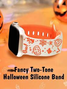 Halloween Pumpkin & Bat Carving Patterns Strap Compatible With Apple Watch Band Ultra SE/10/9/8/7/6/5/4/3/2/1 Perfect Gift For Women Skin-Friendly Silicone Replacement Watch Band Compatible With Iwatch Ultra 38mm 40mm 41mm 45mm 44mm 42mm 46mm 49mm (Watch Not Included)