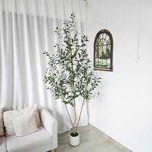 1pc Artificial Olive Tree 150-210cm With Plastic Pot & Moss, Realistic Leaves & Trunk, House Ornament Fake Plant Home Wedding Room Decor, Indoor Outdoor Christmas