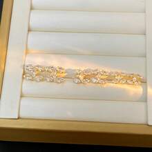 3 Pairs Elegant Luxury Zirconia Plated 925 Sterling Silver Stud Earrings, Fashionable For Daily, Party, Gift For Friends, Autumn Earrings