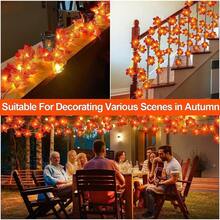 Timer And 3 Pack 30Ft Fall Garland Halloween Fall Decorations For Home 60 LED Leafed Lights Patented Realistic Maples Leafed Battery Operated Autumn Fall Decor Thanksgiving Decorations Indoor Outdoor