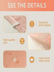 3个/1个真空收纳袋，节省空间的真空密封袋，樱花图案太空袋，用于衣服、被子、毛毯、床上用品的真空密封袋