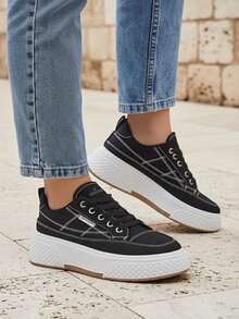Women's Platform Sneakers - Black - View 2