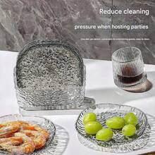 8pcs/Set Bone Dish Plate Set, High-Grade Unbreakable Residue Small Plate, Glacier Pattern Bone Dish - Multicolor - View 5