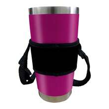 Neoprene Thermal Cup Holder With Shoulder Strap - ISOPRENE - Plain Black - 黑色 - 查看 3