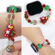 1 件圣诞装饰表带兼容 表带 38/40/41/42/44/45/46/49 毫米，姜饼人和圣诞树手链适合 Ultra 2 系列 1-9 和 SE， 替换表带 - 彩色 - 查看 4