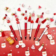 6 قطع من مجموعة أقلام وخرز خشبي بتصميم موضوع الفاكهة (تفاح، فراولة، مانجو، بطيخ، برتقال، عنب)، مناسبة لصنع المجوهرات DIY، الكتابة في المكتب والمدرسة، هدايا عيد الميلاد، وتوزيعات الحفلات