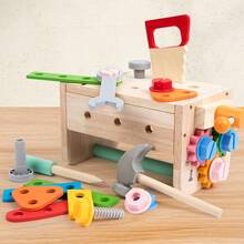 36 pièces Boîte à outils multifonctionnelle en bois pour enfants, jouets de construction STEM pour garçons et filles, ensemble de jeu de rôle d'ingénieur avec des outils courants comme un tournevis et une clé, cadeau de Noël et d'anniversaire pour les enfants
