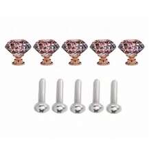 12pcs Crystal Glass Cabinet Knobs, Suitable For Wardrobe Doors, Drawer Cabinets, Shoe Cabinets, Kitchen Cabinets And Other Furniture, Single Hole 1.18 Inches, Small Zinc Alloy Handles, Furniture Accessories - Multicolor - View 27