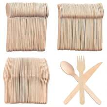 100/50 piezas Juego de cubiertos desechables de madera, adecuado para 100 invitados, hecho de madera de abedul de alta calidad y compostable, ideal para cumpleaños, bodas, fiestas, reuniones, actividades de equipo, escuela, vuelta al cole, restaurantes, cocina, cenas navideñas, también es un gran regalo para familiares, amigos y mayores