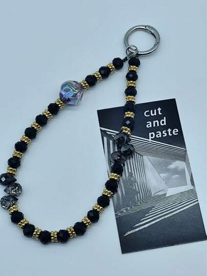 1pc Crystal Stone Wrist Strap, Water Drop Bead Phone Lanyard, Suitable For CCD Camera, Key Chain