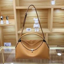 Sweden's Niche TOTEME 2025  NewFashion Light Luxury Shoulder Bag - Soft Commuter Totewith Adjustable Strap, Detachable Sash, And Cotton LiningAvailable In Deep - màu nâu - Xem 11