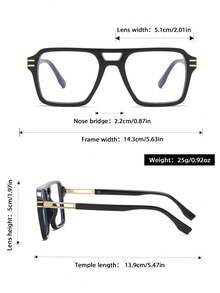 1 Pair Unisex Retro Pilot Frame Clear Lens Glasses, Suitable For Daily Life, Office, Reading, TV, Gaming, Smartphone - Black Flat - View 4